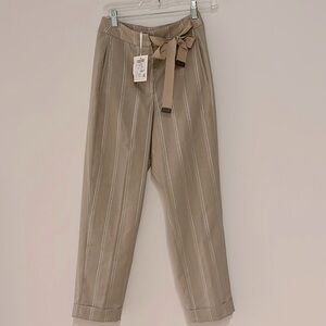 New Peserico tan wool pants with lurex stripes . Us size 2/ IT 38